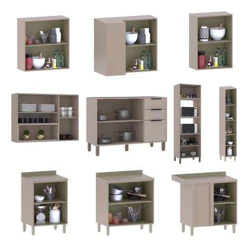 Cozinha Modulada Stylo 518cm Com Paneleiro E Torre Quente