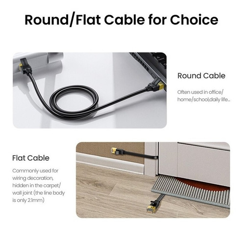 Imagen 4 de 7 de Cable De Red Lan Ethernet Rj45 Cat7 10gbps Ugreen 1m 1 Mts