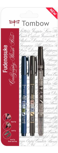 Tombow Fudenosuke Fude Brush Pen Juego Valores Puntas Duras