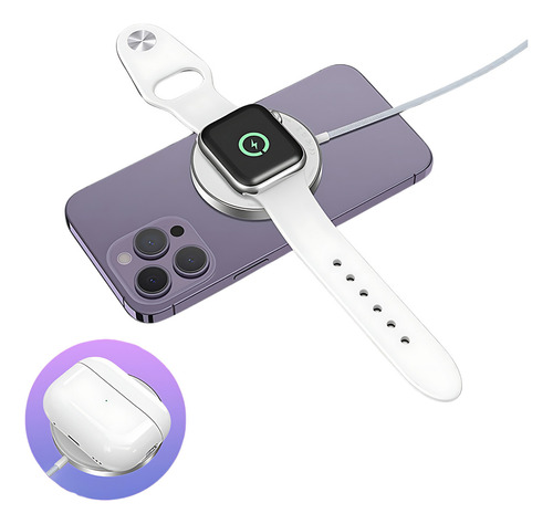 Mr. Gadgets Cargador Inalámbrico 3 En 1 Para iPhone Magsafe Compatible Con Apple Watch