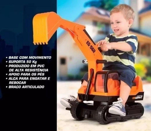 Imagem 7 de 10 de Escavadeira Infantil Gigante Giant Escavator - Roma
