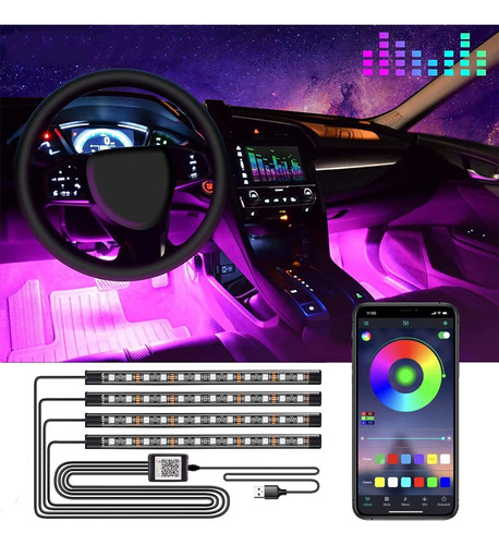 Luz Led Para Automovil Control Aplicacion Tira Interior Modo