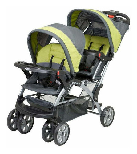 Coche de paseo doble Baby Trend Sit N' Stand Double carbon con chasis color gris