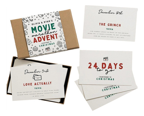 Tarjetas De Calendario De Adviento I8 Christmas, 24 Unidades