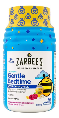Hora de dormir de Zarbee para o sono das crianças com camomila, 30 gomas, sabor de framboesa e limão