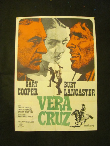 Afiche Original-vera Cruz-g.cooper-b. Lancaster-s.montiel