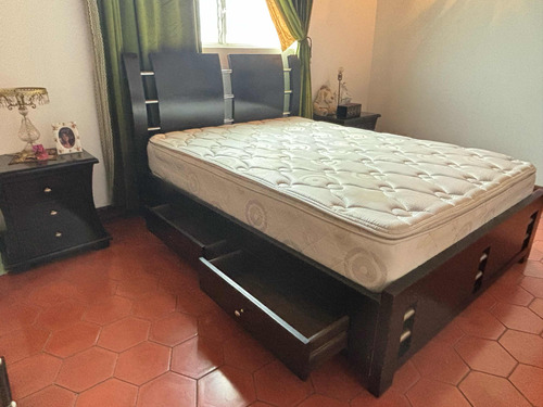 Juego De Cuarto Madera Cama Matrimonial Colchón Ortopédico 