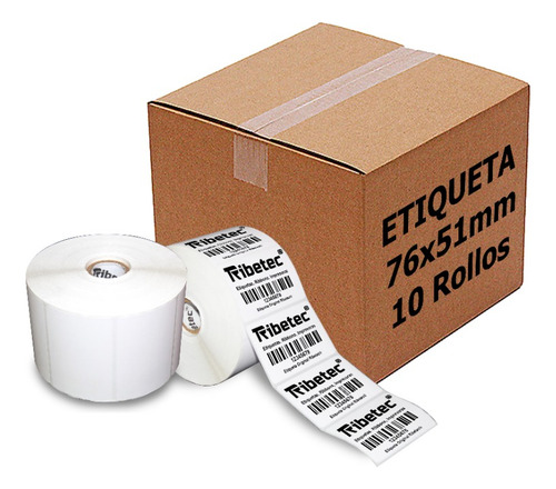 10 Rollos Etiqueta Térmica 3x2 (76x51 Mm) C/u 1500 Pzas C1 Color Blanco
