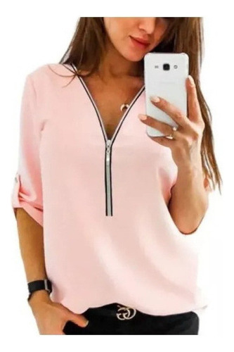 Blusa De Túnica Para Mujer, Cuello En V, Casual, Cremall