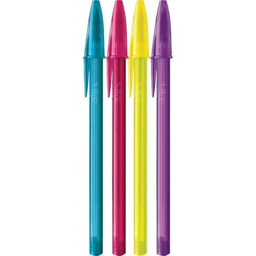 Kit 4 Canetas Coloridas Bic Cristal Fashion Cores