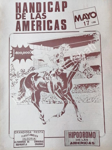 Cartel Vintage Hipodromo De Las Americas 1970 /539 Caballos