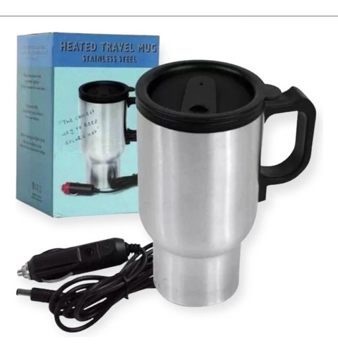 Porta Vaso Jarro Vaso Termico 450ml Enchufe Para Auto 12v Azul Acero