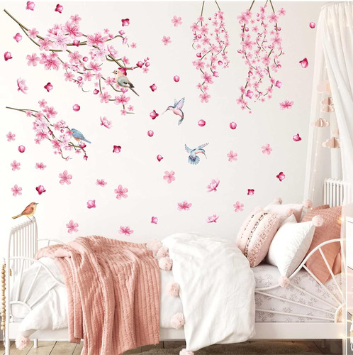 Calcomanías De Pared De Flores De Cerezo, Ramas De Árbol, Ca