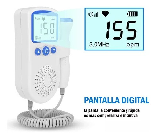 Baby Detector De Frecuencia Cardíaca Doppler Monitor Fetal Color Blanco