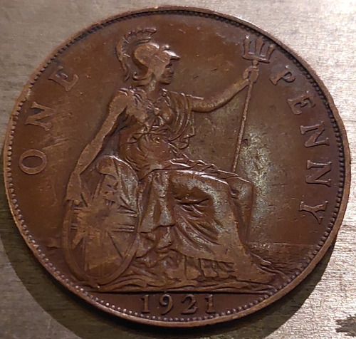 Un Penique One Penny 1921 Cobre England Inglés Inglaterra 