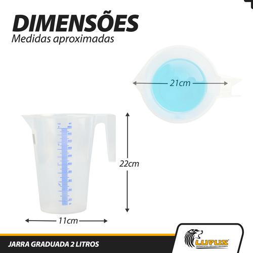 Jarra Graduada 2 Litros Polipropileno Diversos Fluidos