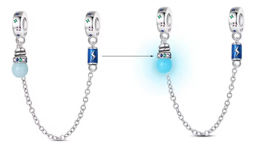 Cadena De Seguridad Plata S925. Para Charms, Foco Luminoso