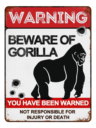 Señales De  Cuidado Gorila  8 X12  Señales De Adverte...
