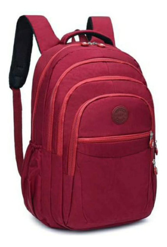 Mochila Feminina Escolar Reforçada Bolso Notebook Vermelha