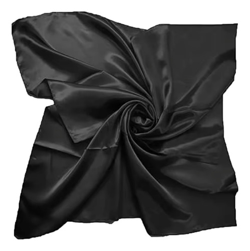 Pañuelo Rasado Negro Liso 90 X 90cm Cuello Moda Negro Liso Rasado Único