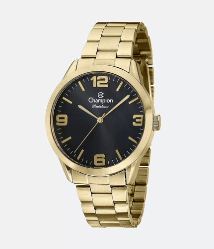 Imagem 2 de 5 de Relógio Champion Feminino Dourado + Kit Colar E Brincos