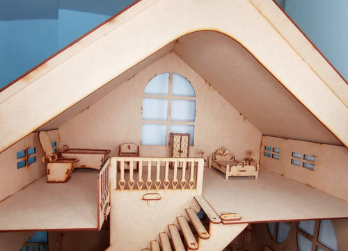 Imagen 9 de 10 de Casita De Muñecas Polly Con Mobiliario En Madera 90 Cm