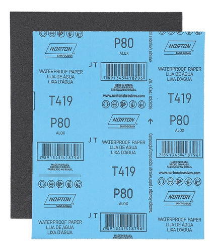 Set 10 Lijas Al Agua Automotriz T-419 230x280 Mm Norton 80