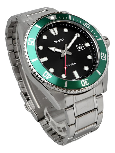 Reloj casio hombre mdv-107d-3a analogico acero inox color plateado y verde