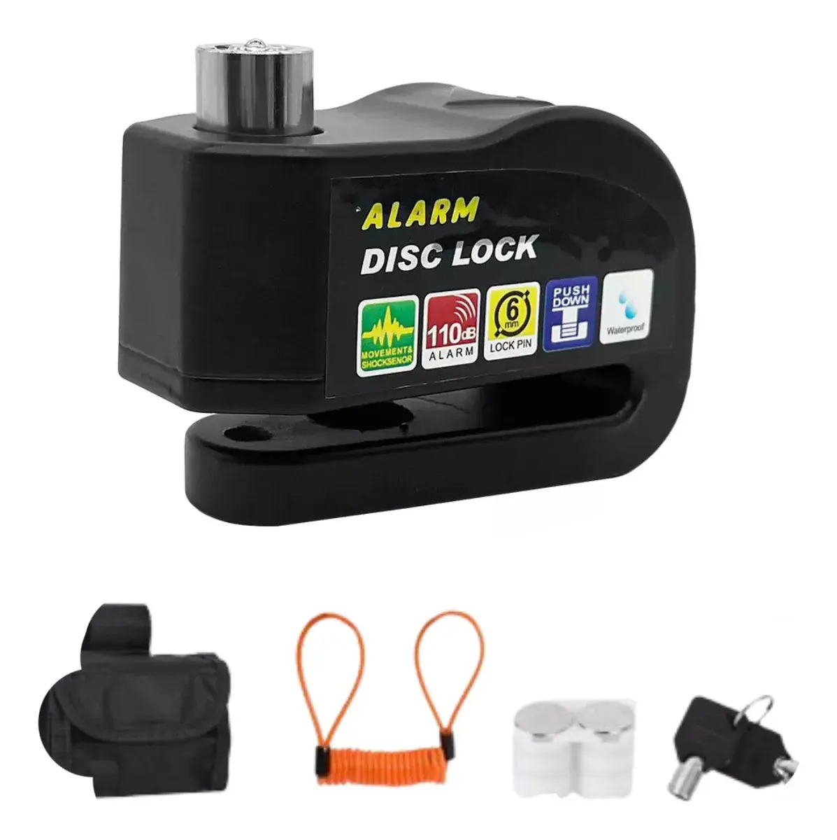 Candados De Disco Para Moto Con 2 Llaves Candado De Alarma Impermeable Para Motocicleta Color Negro