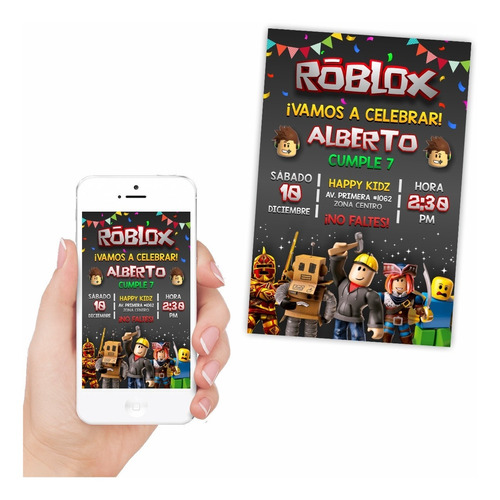 Invitación Digital Cumpleaños Roblox | Mod 1