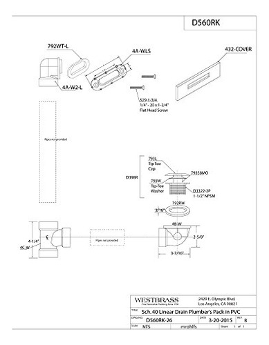 Plomero Westbrass D560rk-01 Sch. 40 De Pvc Con Rosca De 1-1/