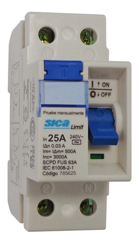 Disyuntor Diferencial Automático Sica Bipolar 25 Amp 2x25