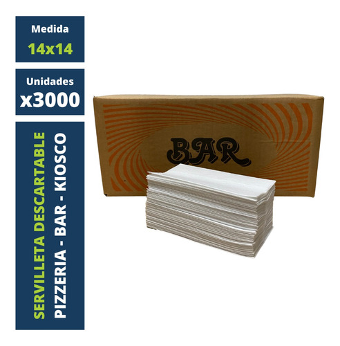 Servilleta Papel Descartable 14x14cm Caja X3000u Premium