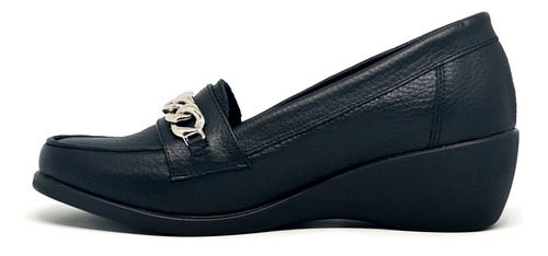 Zapato Mocasin Cuero Mujer Taco Chino