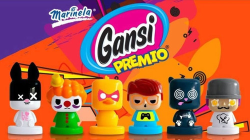 Gansi Premio Kawis 12 P' 6 Figuras Selladas Marinela Gansito (Usado)