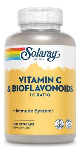 Vitamina C Y Bioflavonoides 1:1 Ratio Solaray 250 Cápsulas