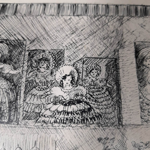 Imagem 8 de 9 de Pintura Desenho Bico De Pena Nanquim Datado 1953 Antiga
