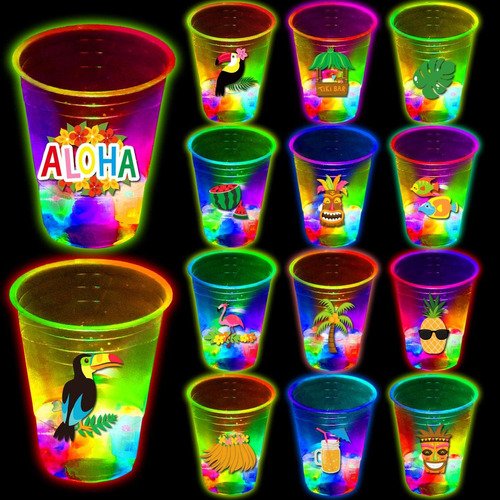 Mishunyus 24 Tazas De Fiesta Hawaiana Brillantes Tiki Para F