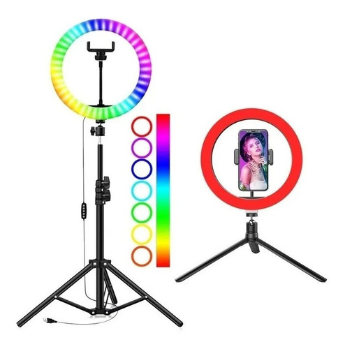 Aro De Luz Multicolor Rgb 26 Cm Lampara Luz Led