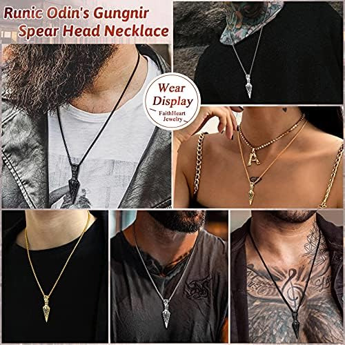 Faithheart Runic Odins Gungnir Collar Con Colgante De Cabeza