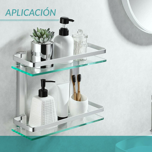 Estante Para Baño Vidrio Organizador Ducha Repisa Doble