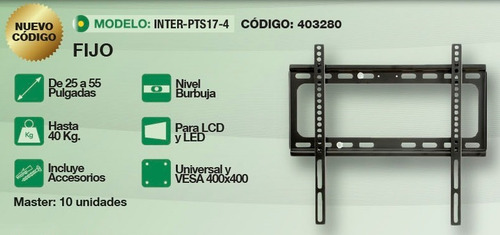 Soporte Tv Fijo 25 A 55 40kg Universal Y Vesa 400x400