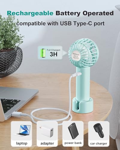 Ventilador Portátil De 3 Velocidades Usb Recargable Con Base