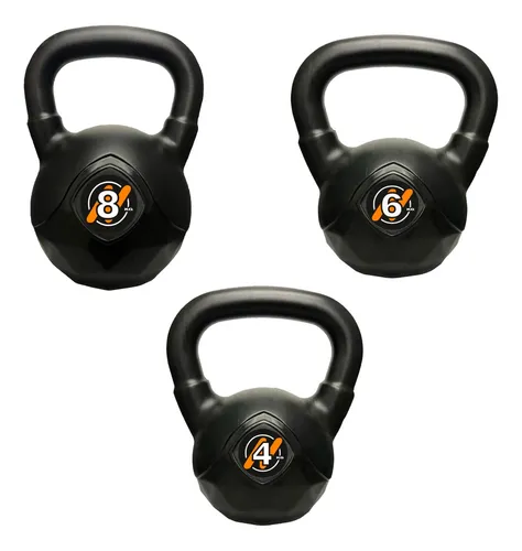 Set De 3 Pesas Rusas 4 Kg + 6 Kg + 8 Kg Kettlebell