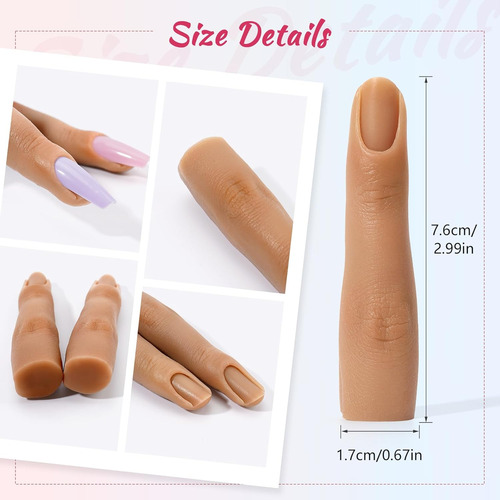 2 Dedos De Práctica De Silicona Para Uñas Acrílicas, Modelo