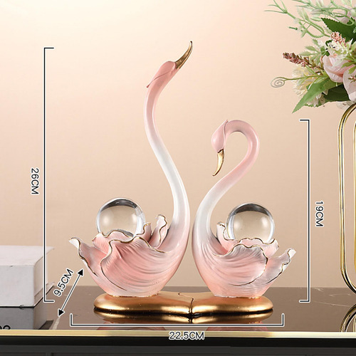 2 Piezas Figuras De Cisne Escultura Manualidades De Rosa