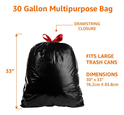 Bolsas De Basura Con Cordón Multipropósito Básico, 30 20 De
