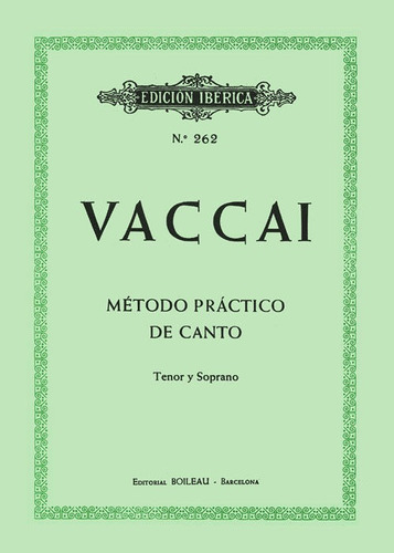 Libro: Método De Canto (soprano Y Tenor). Vaccai, Nicola. Bo