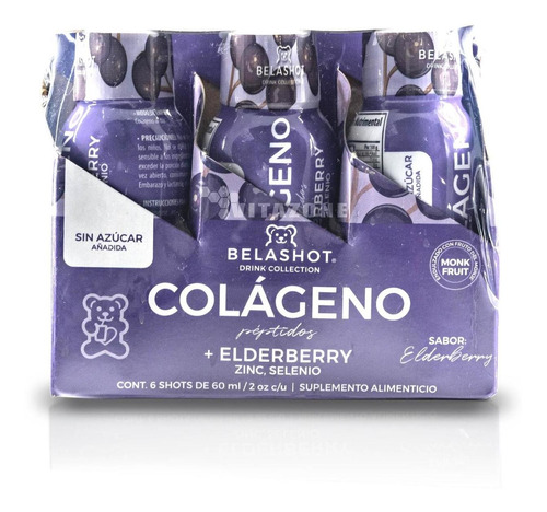 Colágeno Bebible Elderberry Zinc 6 Shots De 60 Ml Solanum