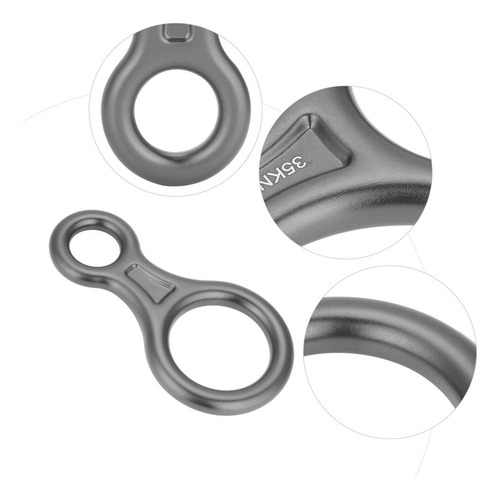 Alomejor Escalada Rappel Safety 35kn Monta?ismo Escalada Figura 8 Cuerda Descensor Anillo(gris) Herramienta De Escalada